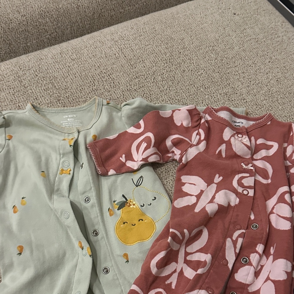 Lot of 2 Carter's Kids Pajama Set - Mint and Coral